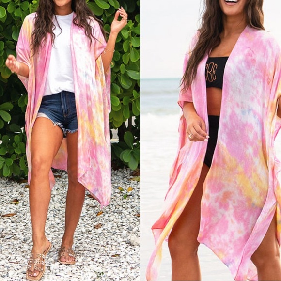 Torrid Tie Dye Kimono Cover Up Size One Size Women Multi - Picture 2 of 6